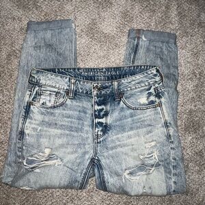 Size 4 American Eagle Distressed Blue Skinny Jeans